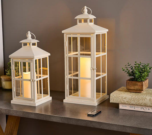 Hotel du Cobb Set of 2 Indoor/Outdoor Metal Lanterns