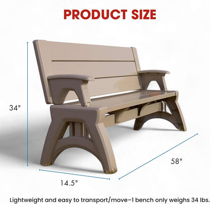 Gen 2 2-in-1 Outdoor Convertible Bench to Picnic Table